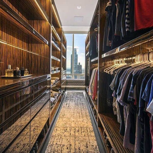 Narrow walk in closet 