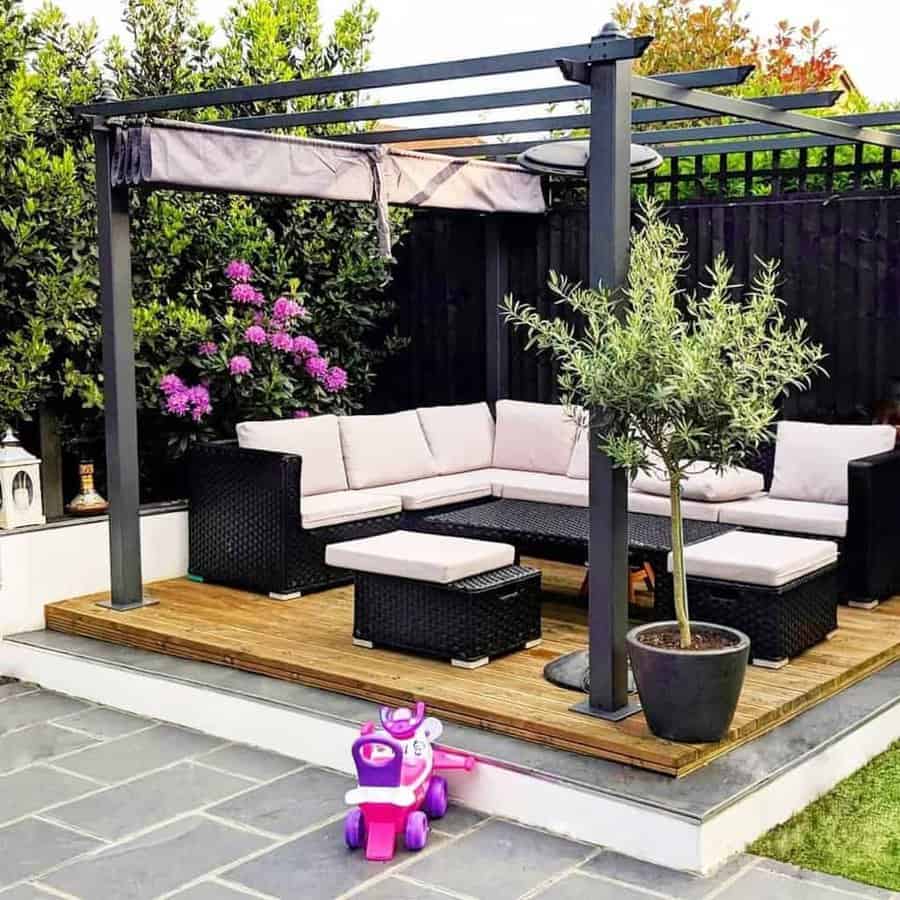 Backyard deck with pergola