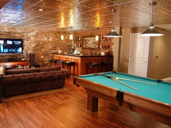 Man cave with pool table