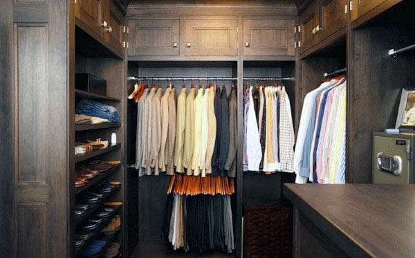 Color coordinated men's closet