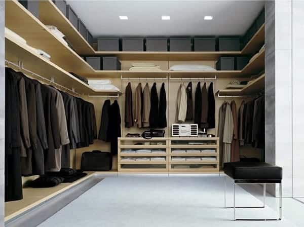 Men's closet with organizers