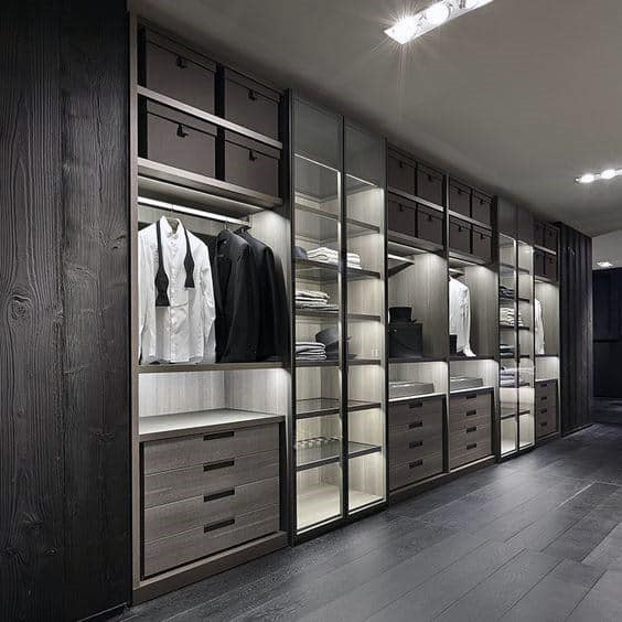 Men's closet with organizers