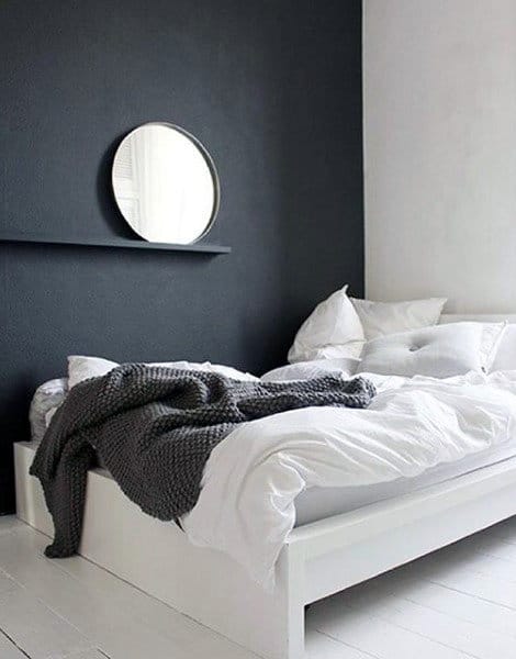 small bedroom ideas for men black wall with white bedding