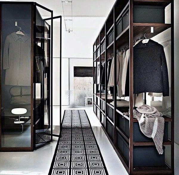 Narrow walk in closet 