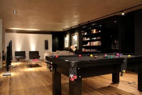 Man cave with pool table