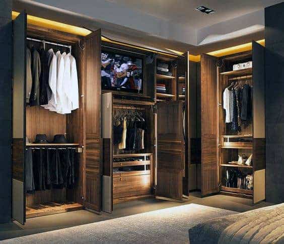 walk-in closet with LED lighting
