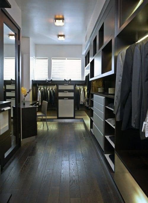 Narrow walk in closet 