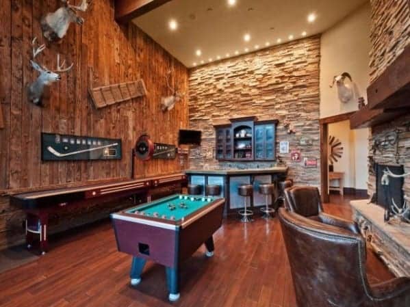 Man cave with pool table