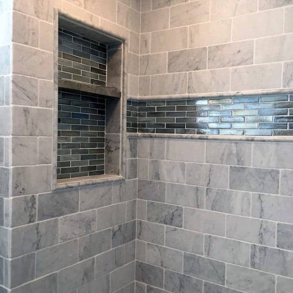 traditional tile shower niche