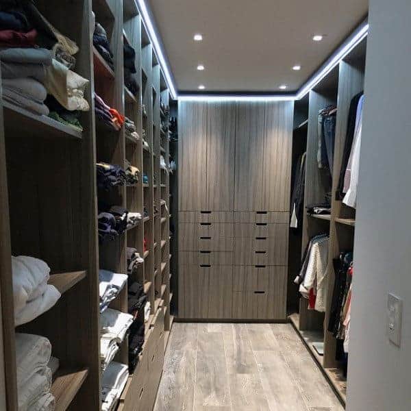 Narrow walk in closet 