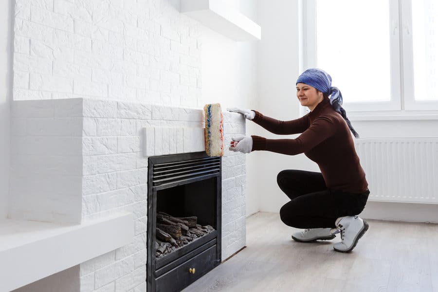 white fireplace paint