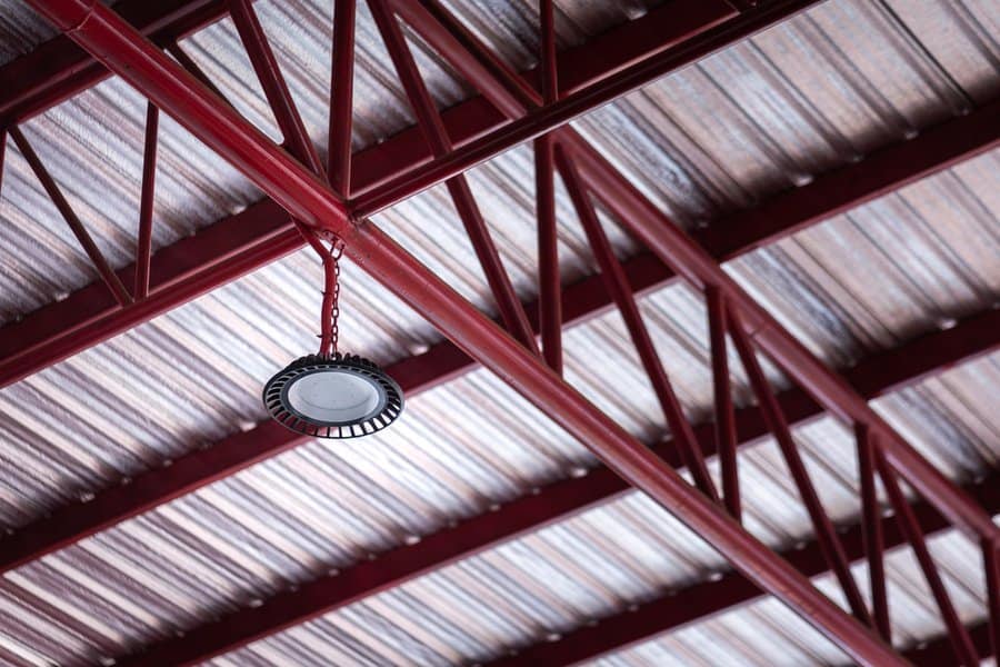Ceiling LED lighting lamp on roof beam 