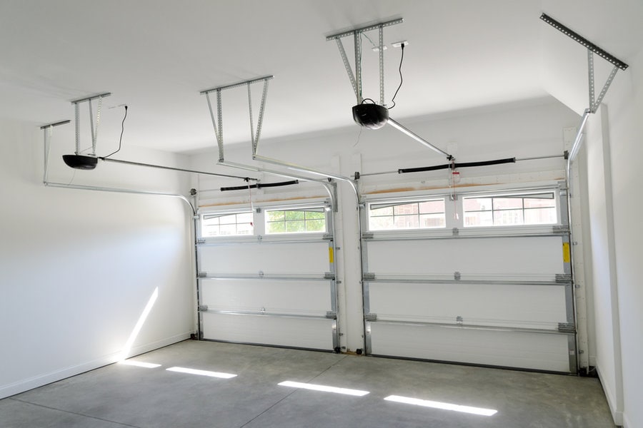 Garage inside white door with glass