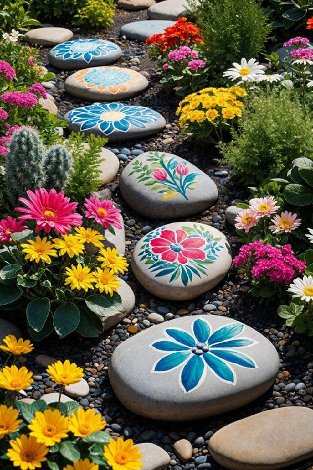 Hand-Painted Flower Rocks