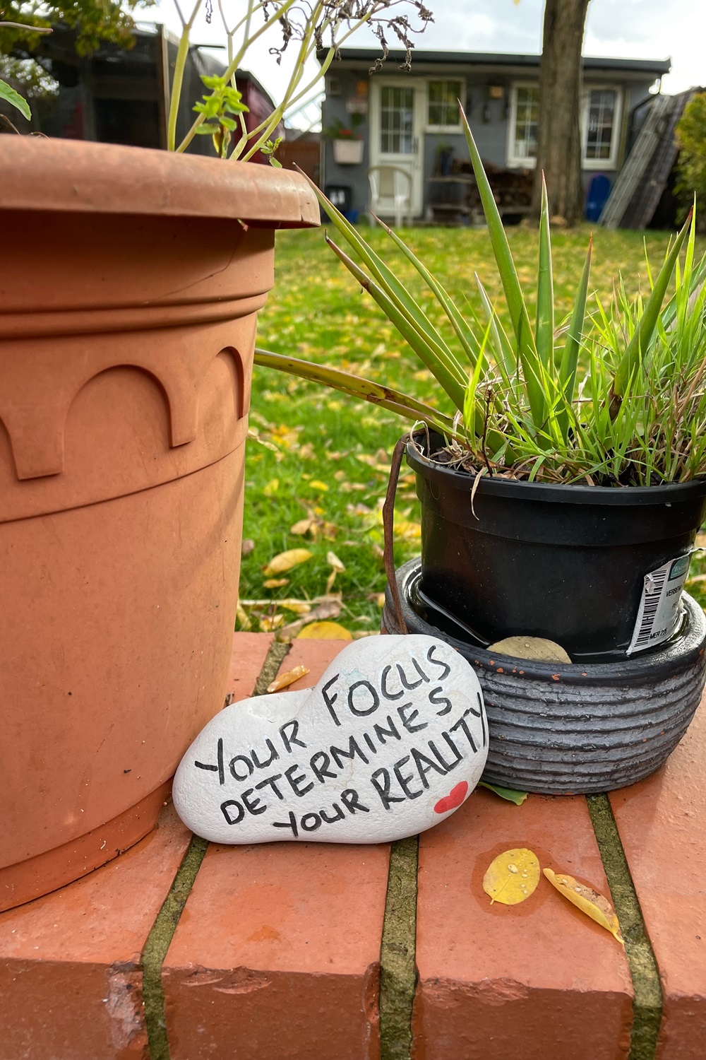 Painted rock with inspirational message 