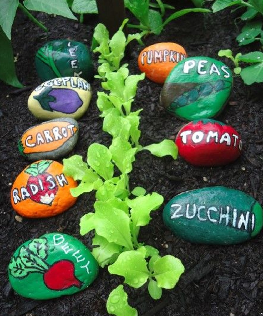 Painted Stone Garden Markers