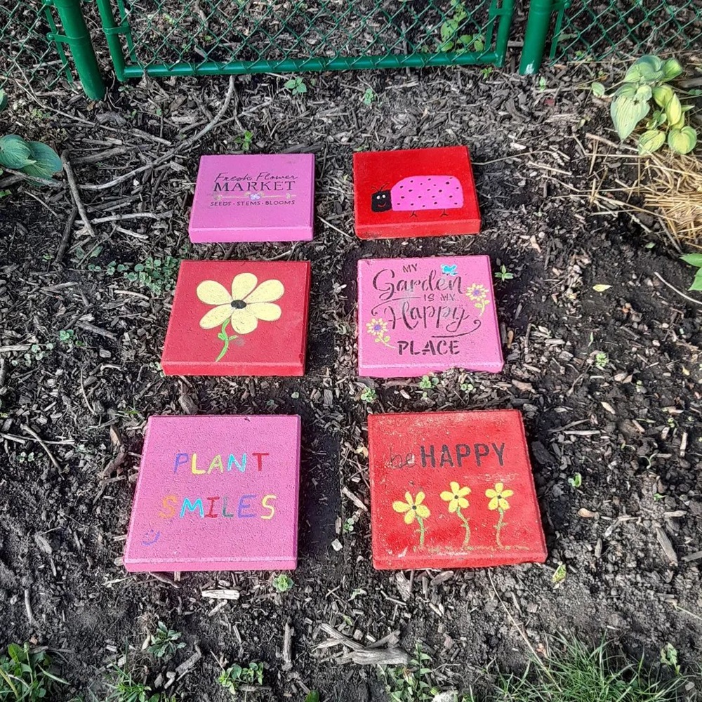 Painted stepping stones